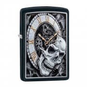 ��������� Zippo - 29854 Skull Clock Design - Black Matte